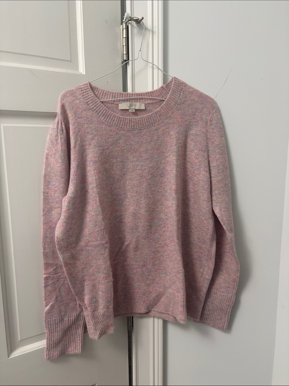 LOFT Heathered Pink Crewneck Sweater